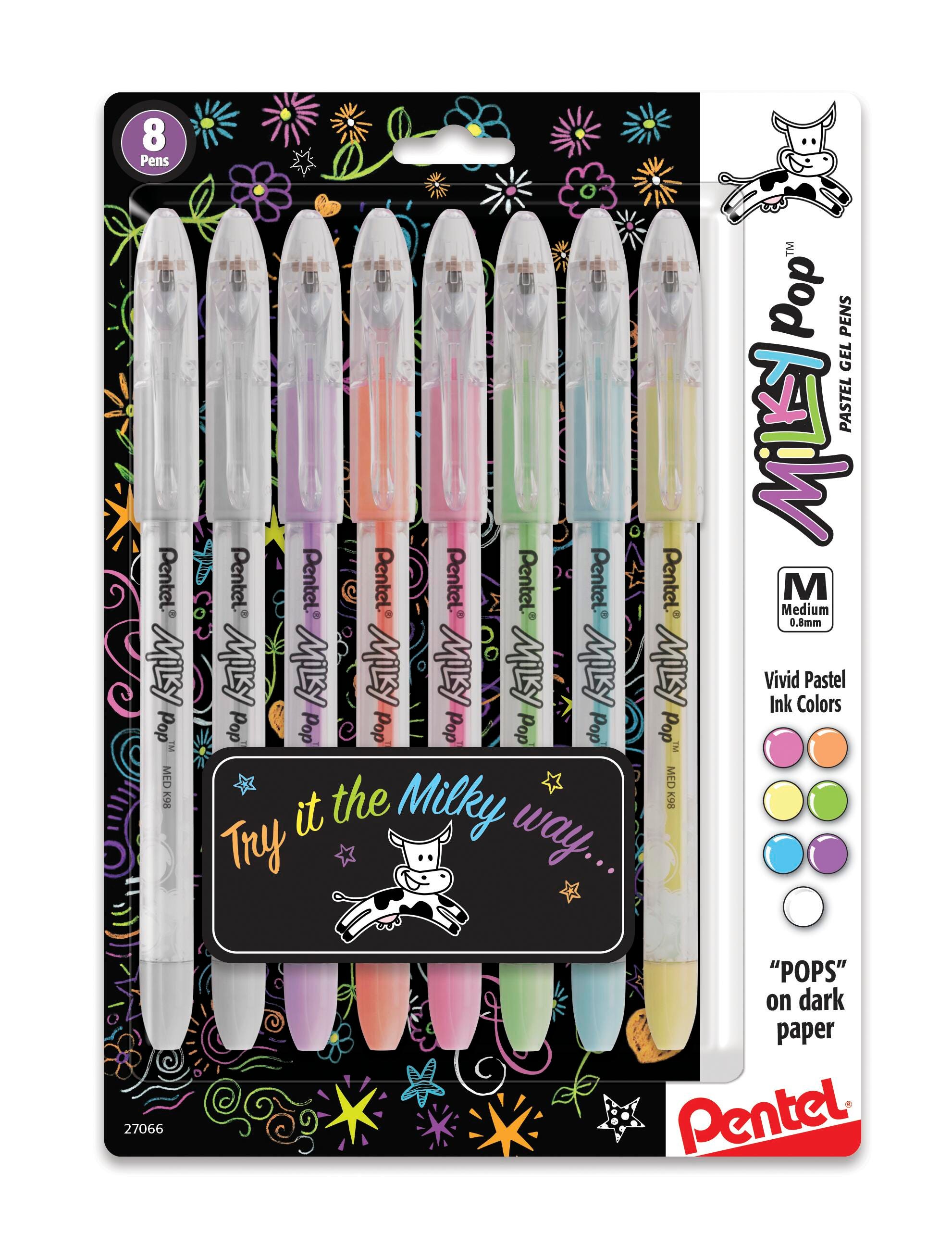Pentel Milky Pop Pastel Gel Pen, 0.8mm Medium Line, Assorted